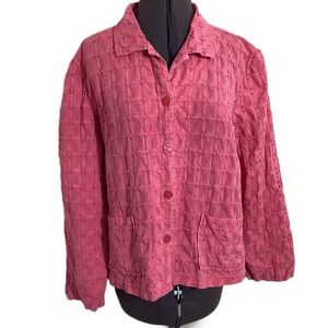 Focus Textured Artsy Embroidered Button Up Top XL